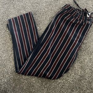 Topman Striped Maroon and Navy Skinny Smart Pants